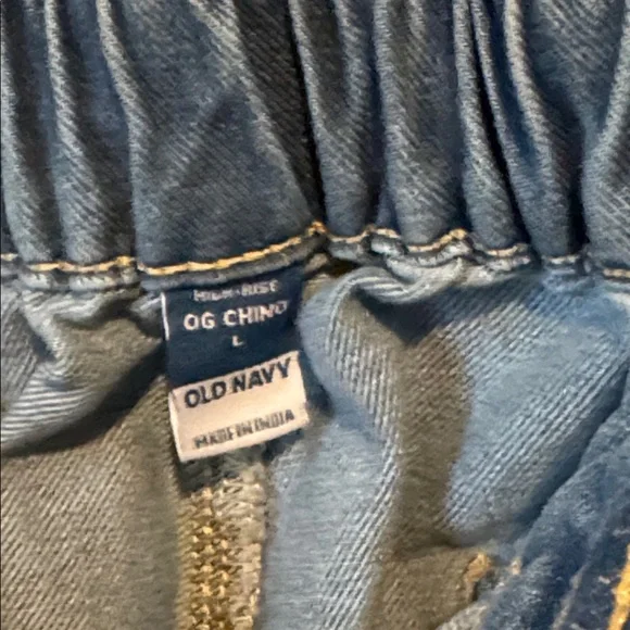 Old Navy OG Chino Pants Womens Large High Rise Ankle Casual Elastic Waist Denim - Picture 8 of 11